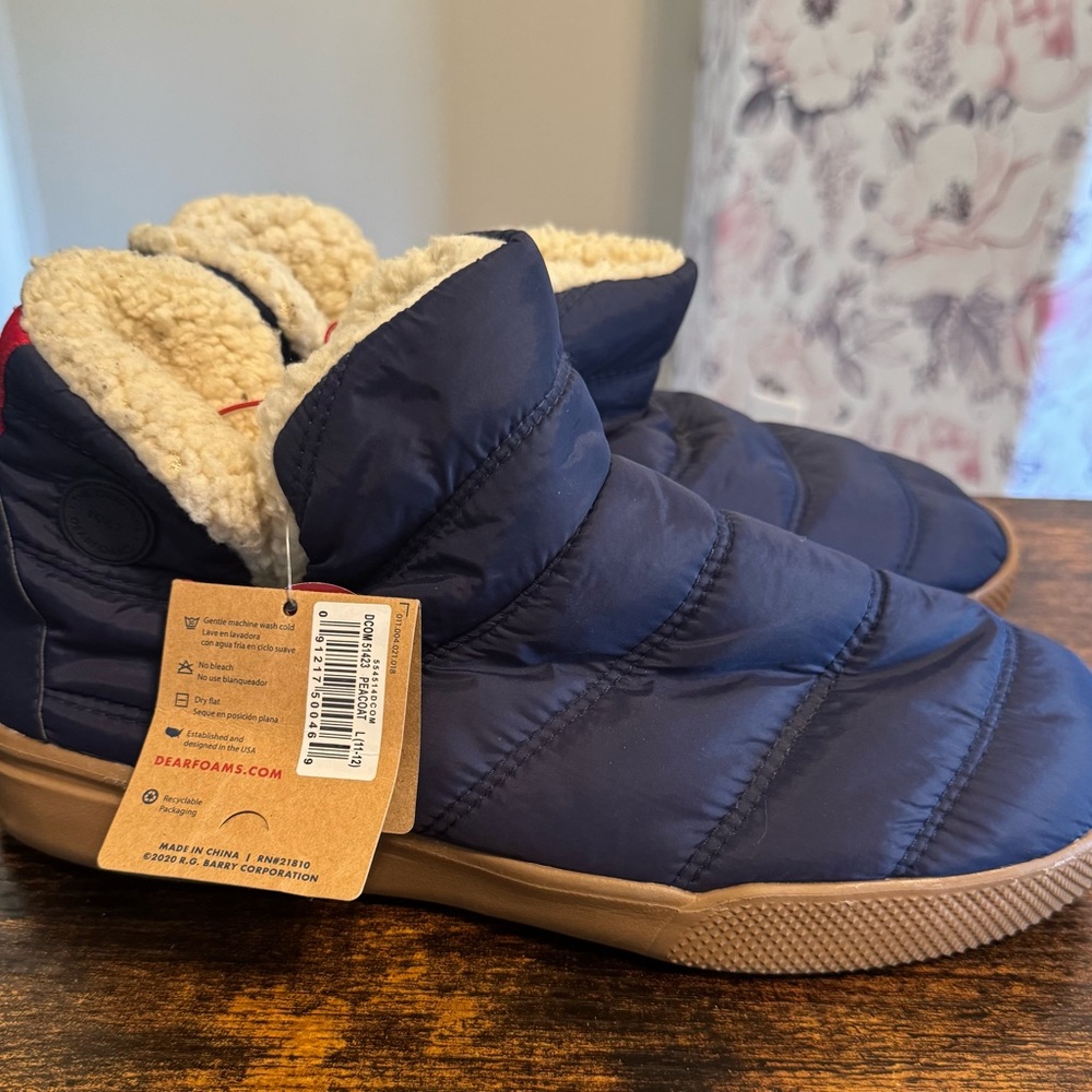 Dearfoams Cozy Blue Quilted Slip-On Slippers